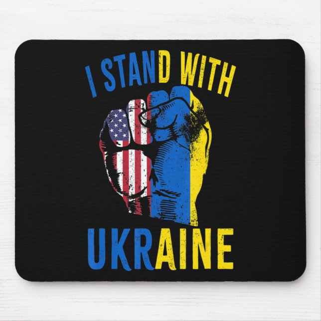 I Stand With Ukraine Flag American Flag Support Uk Mouse Pad (Front)
