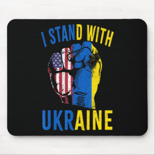 I Stand With Ukraine Flag American Flag Support Uk Mouse Pad