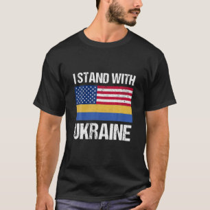 I Stand With Ukraine Flag American Flag Support Uk T-Shirt