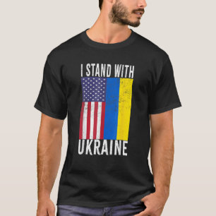 I Stand With Ukraine Flag American Flag Support Uk T-Shirt