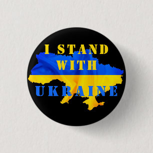 I Stand With Ukraine - Flag Button - Freedom