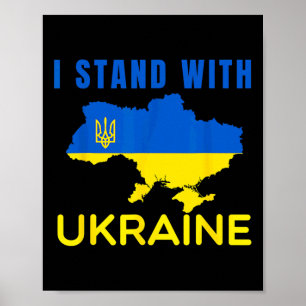I Stand' With Ukraine Flag Emblem Map Patriot Men  Poster