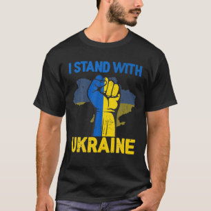 I Stand With Ukraine Flag Emblem Map Patriot T-Shirt