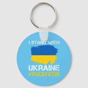 I stand with Ukraine Flag Pu*k Futin Distressed  Keychain