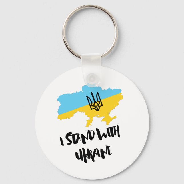 I stand with Ukraine Flag - Support Ukrainians Keychain (Front)