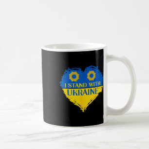I Stand With Ukraine Heart Flag Support Sunflowers Coffee Mug