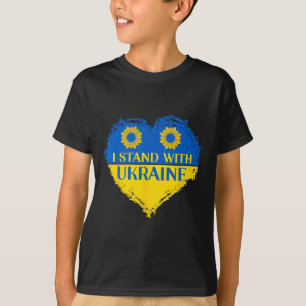 I Stand With Ukraine Heart Flag Support Sunflowers T-Shirt
