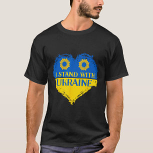 I Stand With Ukraine Heart Flag Support Sunflowers T-Shirt