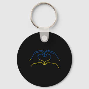 I Stand With Ukraine Heart Hand In Colors Of Ukrai Keychain
