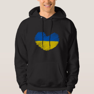 I Stand With Ukraine Heart Ukrainian Flag Heart Uk Hoodie