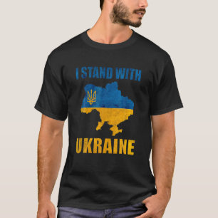 I Stand With Ukraine M Ap And Ukrainian Flag T-Shirt