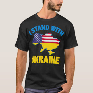 I Stand With Ukraine Map American Flag US Support T-Shirt