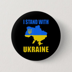 I Stand With Ukraine Map And Ukrainian Flag 2 Inch Round Button