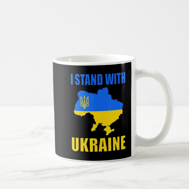 I Stand With Ukraine Map And Ukrainian Flag  Coffee Mug (Right)