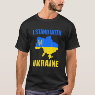 I Stand With Ukraine Map And Ukrainian Flag T-Shirt