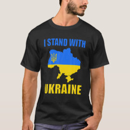 I Stand With Ukraine Map And Ukrainian Flag T-Shirt