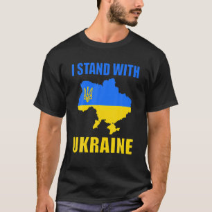 I Stand With Ukraine Map And Ukrainian Flag T-Shirt