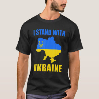 I Stand With Ukraine Map And Ukrainian Flag T-Shirt