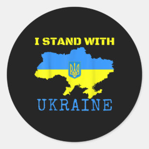 I Stand With Ukraine Map End Ukrainian Flag Stop W Classic Round Sticker