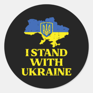 I Stand With Ukraine Map Ukrainian Support Women M Classic Round Sticker