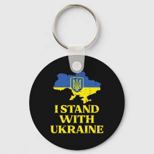 I Stand With Ukraine Map Ukrainian Support Women M Keychain