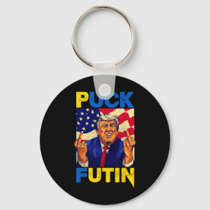 I Stand With Ukraine Meme Trump Puck Futin Vintage Keychain