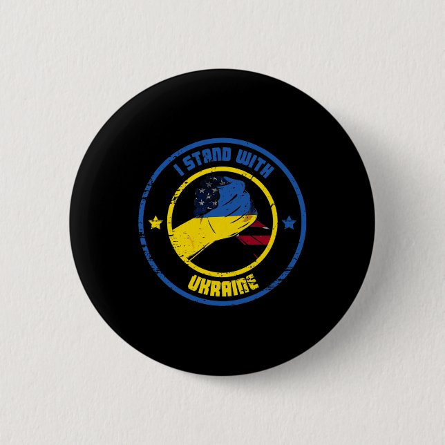 I Stand With Ukraine Patriot  2 Inch Round Button (Front)