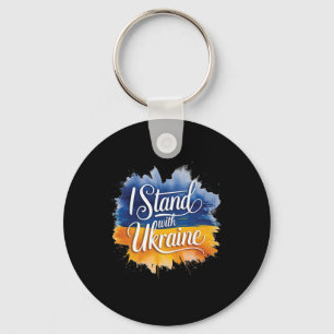 I Stand With Ukraine Patriotic Support Peace Ukrai Keychain