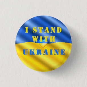 I Stand With Ukraine - Peace Heart Flag - Freedom 1 Inch Round Button