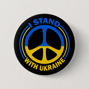 I Stand With Ukraine Peace Symbol 2 Inch Round Button