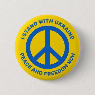 I stand with Ukraine peace symbol no to war 2 Inch Round Button