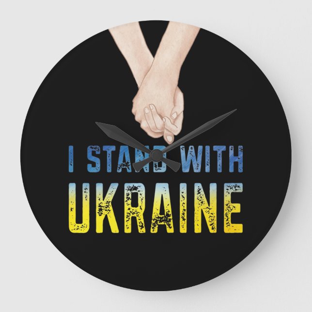 I Stand With Ukraine Shirt Support Ukraine Flag Large Clock (Front)