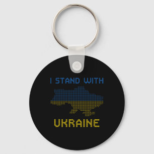 I Stand With Ukraine Shirt Ukraine Map Ukraine Fla Keychain