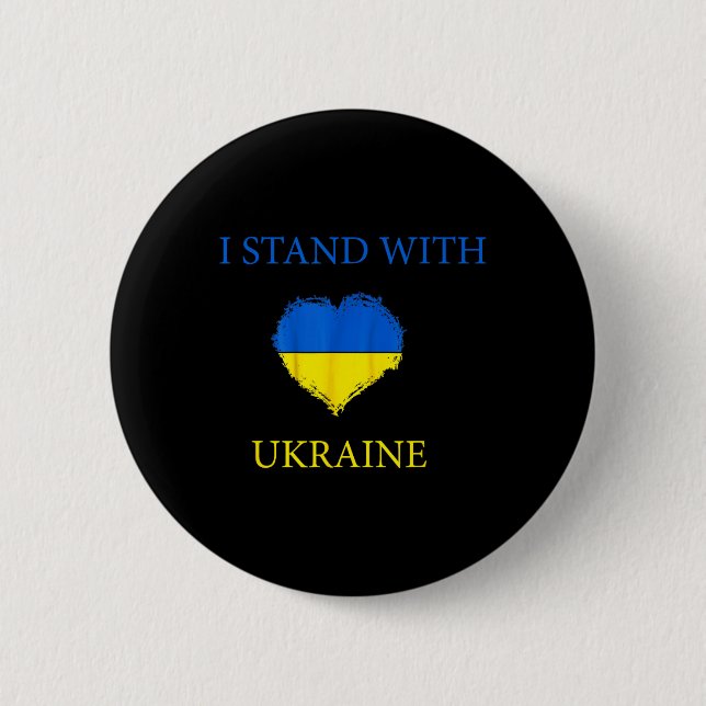 I Stand With Ukraine Shirt Ukrainian Flag Support  2 Inch Round Button (Front)