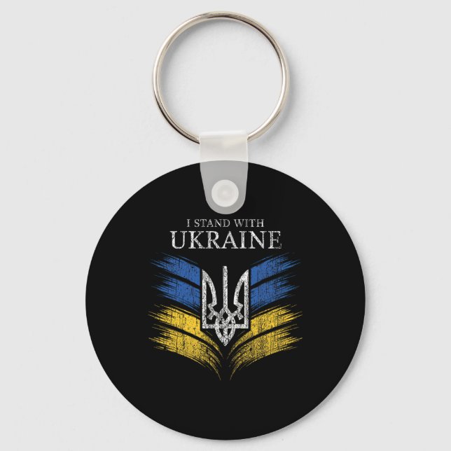 I Stand With Ukraine Show Support With This Ukrain Keychain (Front)