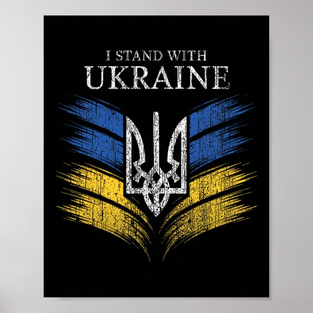 I Stand With Ukraine Show Support With This Ukrain Poster (Front)