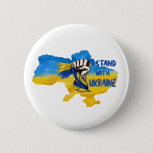 I stand with Ukraine slogan  2 Inch Round Button (Front)