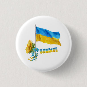 I stand with Ukraine slogan Ukraine Supporter Flag 1 Inch Round Button