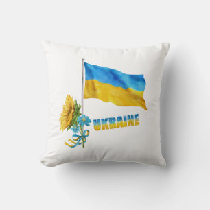 I stand with Ukraine slogan Ukraine Supporter Flag Throw Pillow