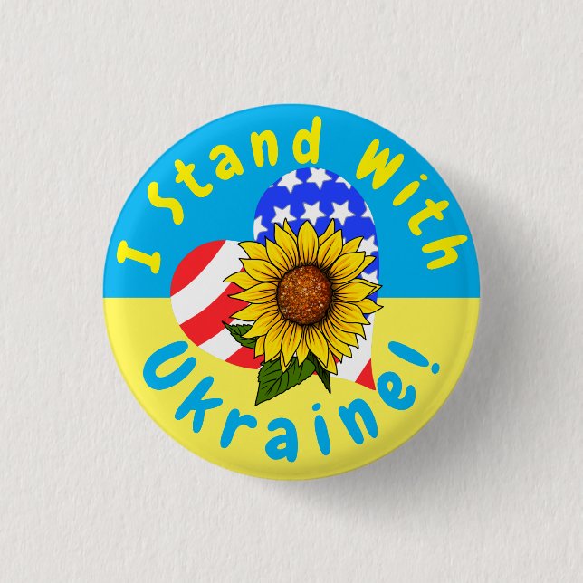 I Stand With Ukraine Sunflower Fundraiser Buttons (Front)