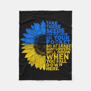 I Stand With Ukraine Sunflower Ukraine Flag Suppor Fleece Blanket