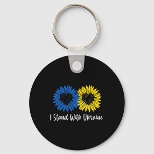 I Stand With Ukraine Sunflower Women Girl Keychain