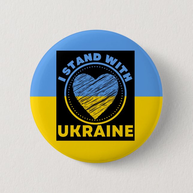 I STAND WITH UKRAINE - SUPPORT 2 INCH ROUND BUTTON (Front)