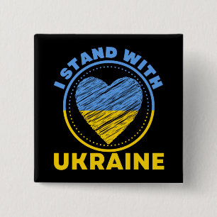 I STAND WITH UKRAINE - SUPPORT 2 INCH SQUARE BUTTON
