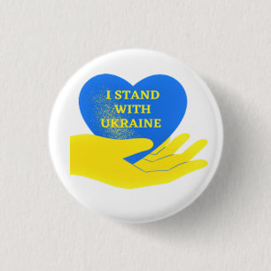 I Stand With Ukraine - Support - Heart - Freedom  1 Inch Round Button