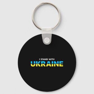 I Stand With Ukraine Support Quote Ukrainian Flag  Keychain