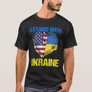 I Stand With Ukraine Support Ukraine American Flag T-Shirt