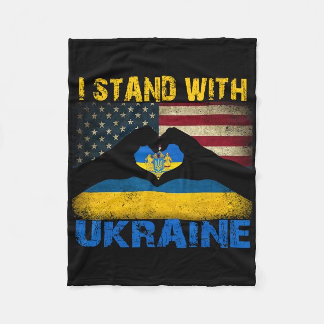 I Stand With Ukraine Support Ukraine Lover Pride U Fleece Blanket (Front)