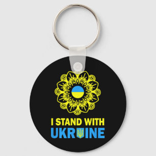 I Stand With Ukraine Support Ukraine Sunflower Shi Keychain