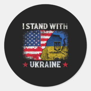 I Stand With Ukraine Support Ukraine Ukrainian Fla Classic Round Sticker